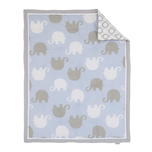Image of NOJO Dreamer Elephant Blue, Grey 8 Piece Nursery Crib Bedding Set