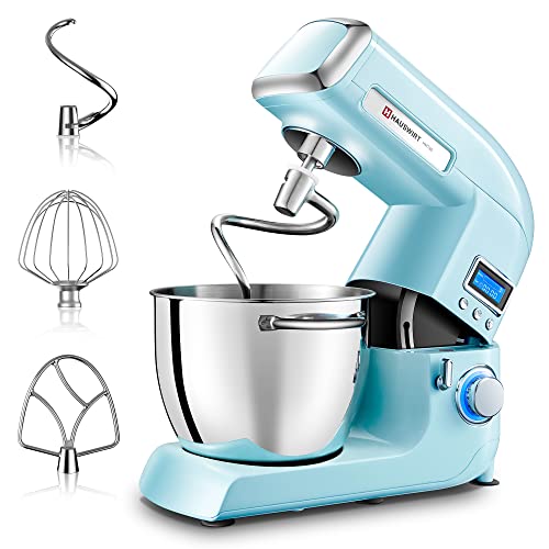 Küchenmaschine, HAUSWIRT Knetmaschine Rührmaschine mit LCD-Timer 1800W, Teigmaschine mit 8 Geschwindigkeiten, 5,5 L…