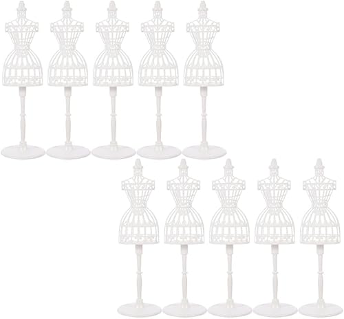 Zerodeko 10 piezas de mini vestido de muñeca, maniquí hueco, soporte para muñecas, ropa, vestido, exhibición de casa de muñecas, accesorios de