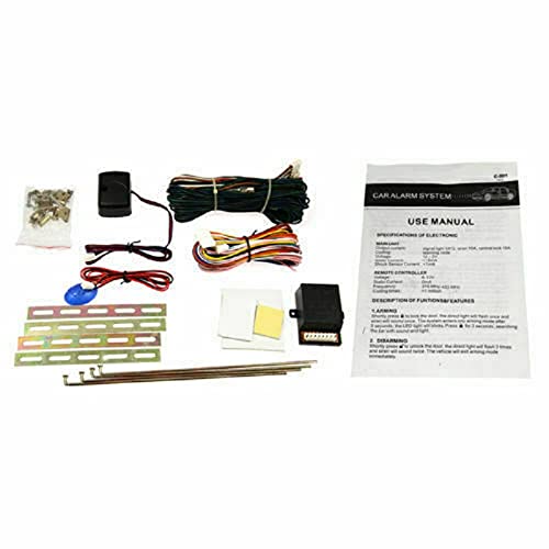 Riloer Système d'entrée sans clé pour portes de voitures 12 V + système d'immobilisation d'alarme antivol avec capteur de choc, système d'entrée sans clé d'identification d'avertissement