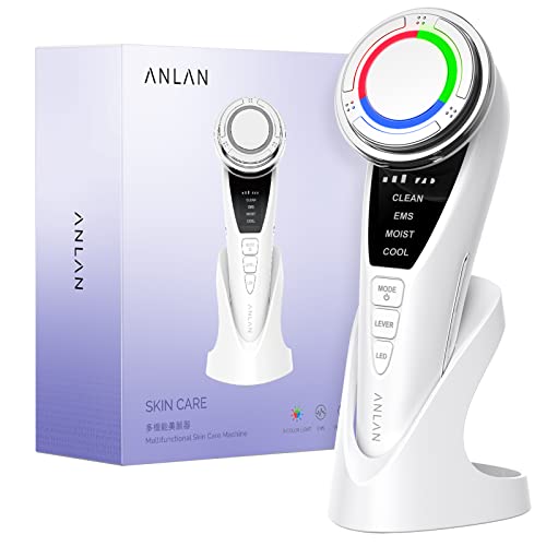 ANLAN Appareil Anti Rides, 5 en 1 Dispositif de Beauté anti-âge, Appareil pour Soin Visage, Nettoyage en Profondeur, Lifting Visage, avec Tampons...