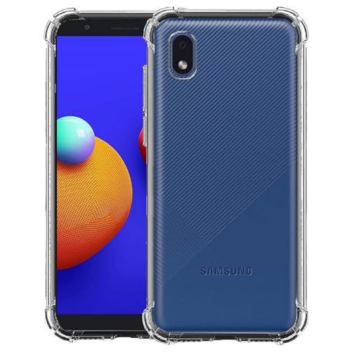 Image of COVERBLACK Soft Bumper Back Case with Cushioned Edges with Color Button Shockproof Back Cover for Samsung Galaxy A01 Core - Transparent