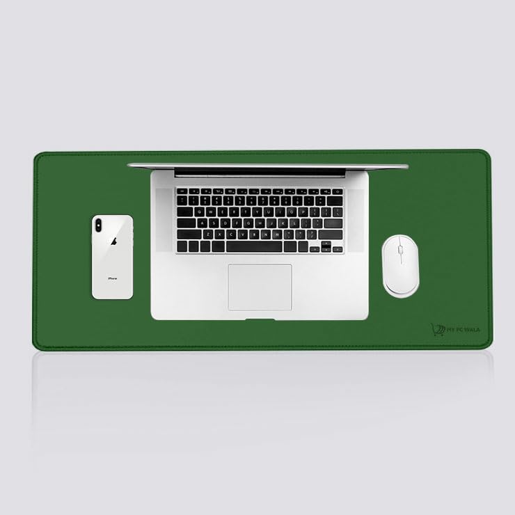 Image of Desk Mat 60x30 cm (11 x 23 inch) Dark Green | Large Mouse Pad for Office Computer Laptop Keyboard | Waterproof Anti-Slip Rubber Base Desk Mat
