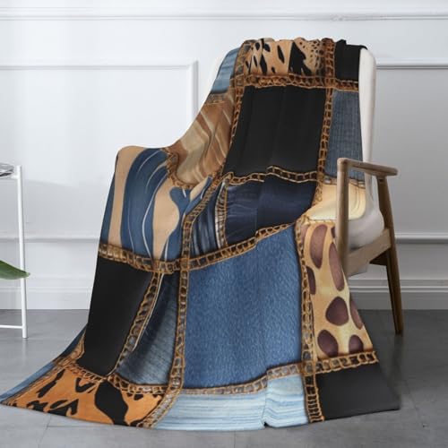 Couverture en flanelle patchwork idée cadeau chaleureuse 127x178