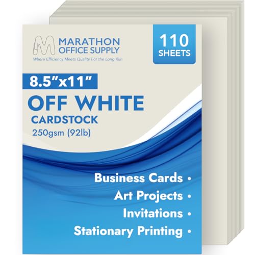MOS Off-White Cardstock Paper 8.5 x 11 Inch (110 Sheets) Heavyweight Cream Card Stock for Invitations Menus Certificates Crafting Business Printer Compatible
