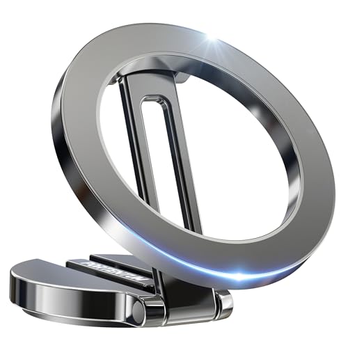 PORTENTUM Soporte Movil Coche Magsafe Plegable – con Potente Iman (20x N52) y Rotación 360° – para Salpicadero Oficina u Otras Superficies - Dark Grey