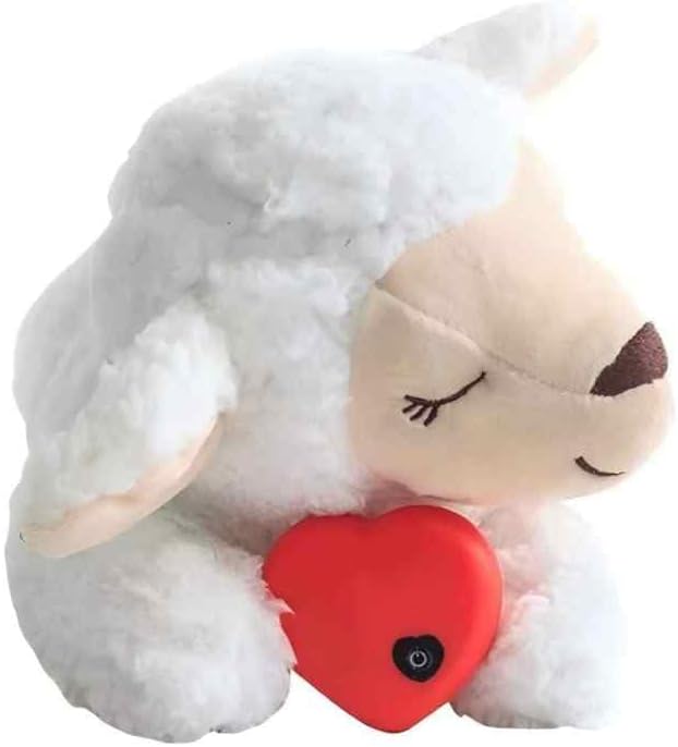 NPET Puppy for Dogs, Puppy Stuffed Animal Anxiety Calming Behavioral Aid Puppy Toy Sleep aid for Dogs Cats Pets, White Sheep
