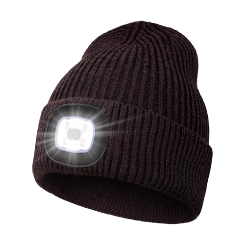 Gorro con luz LED para correr de noche y pasear en invierno frío