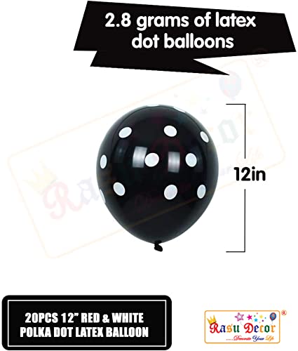 Image of RasuDecor 20 Pieces 12 inch Polka Dot Latex Balloon Black and White Dot Colorful Balloons, 12 Inch Latex Polka Dots Balloons for Kids Women Men Birthday Easter Engagement Wedding, Halloween Party Supplies Decor #RasuImpex (20Pcs 12 inchPolkaDotBlackWhite)