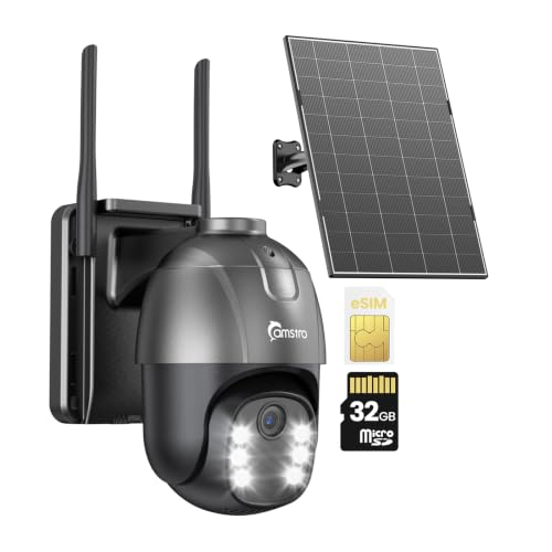 CAMSTRO 4G LTE Cellular Solar Camera AOV Auto Tracking with 32GB SD Card | 2K Color Night Vision, 360° PTZ, 24/7 Recording, 7W Solar Panel, 12000 Capacity, Built-in eSIM, 2-Way Audio, IP66, No WiFi - image 1