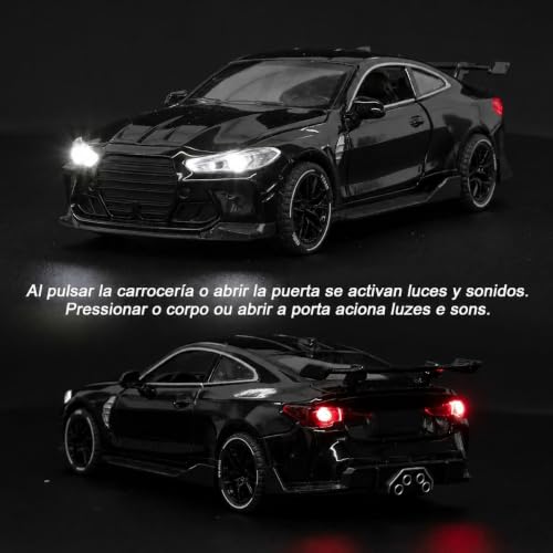 Image of 1:32 Diecast Model Alloy B-M-W M4 Metal Pull Back Car with Sound Light, Openable Doors, Toy Vehicles for Kids Gift, car for Kids [Colors as Per Stock]