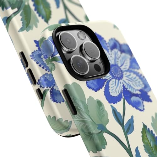 Coque iPhone 16 Pro Max fleur bleue rigide et mate anti-reflets