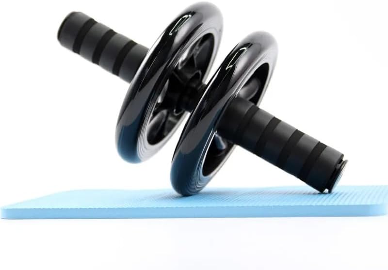 Ab Wheel Roller Double Wheel Silent Design with Knee Mat, Non-Slip Handles Core Trainer for Home Gym Workout
