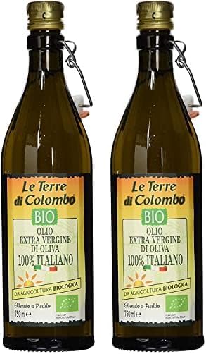 Le Terre di Colombo – Bouteille d'Huile d'Olive Extra-Vierge BIO 100% Italienne avec Bouchon Mécanique - BIO - 0.75 L (Lot de 2)