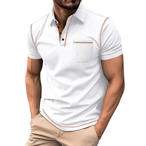Polo avec poche de poitrine en coton léger blanc t-shirt de golf homme