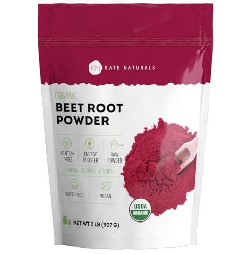 Image of Kate Naturals Organic Beet Root Powder for Smoothies, Baking & Juice, 2lb | Non-GMO, Raw Beetroot Superfood Extract & Natural Red Food Coloring & Nitric Oxide, Earthy Flavor