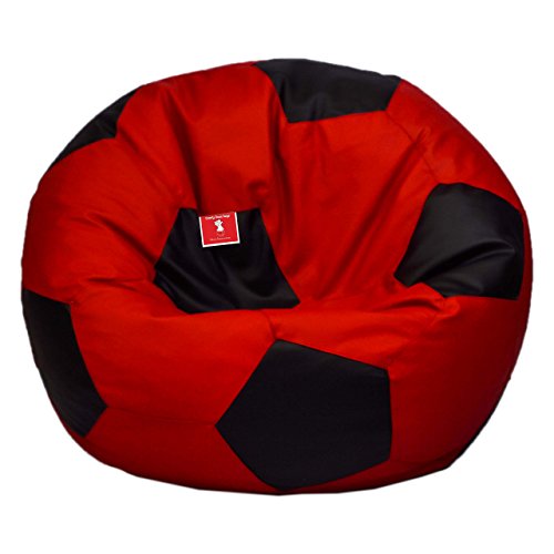 Image of Comfy Bean Bags Football XXXL Bean Bag Filled with Beans Filler (Red and Black)