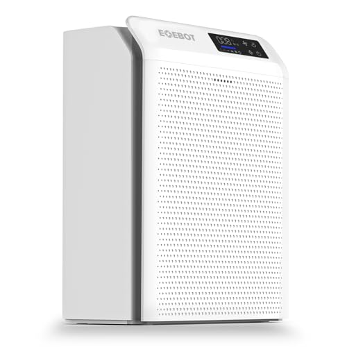 Image of Air Purifiers for Home Bedroom Large Room Up to 2,330 Ft, EOEBOT Air purifier for Home with Washable Filter, Sleep & Auto Mode, Air Quality Monitor, Upgraded Air cleaner for Pet Hair Dust,Matte White