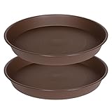 Bleuhome 2 Pack Bird Bath Bowl 14", 1.6" Depth, 13 14 15 16 17 20 24 inch Plastic Birdbath Bowls Only, Birdbaths Dish for Outdoor Garden, Extra Large Plant Saucer (14", Brown)