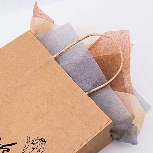Image of MR FIVE 60 Sheets Gift Tissue Paper Bulk, 20 inch x 14 inch, Brown and Grey Tissue for Gift Bags, Wrapping Paper for Easter, Halloween, Birthday, Wedding, Baby Shower, Christmas, 3 Colors (Brown)