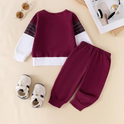 Image of FOCUTEBB Toddler Boy Clothes Baby Boys Fall Winter Outfits Long Sleeve Sweatshirt Top Jogger Pants Set Boys Outfit Set 12M-4T