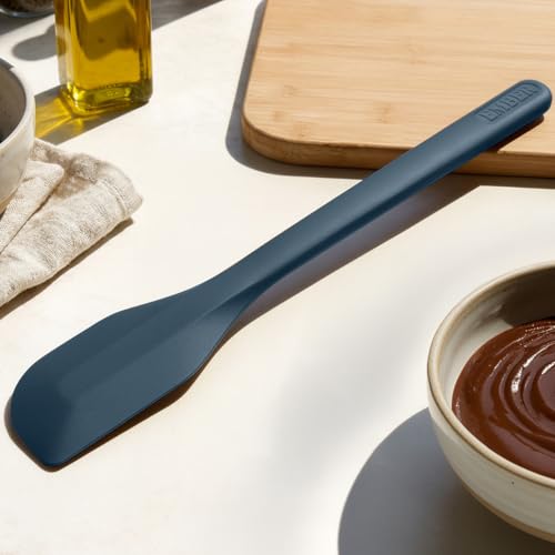 Image of Ember Cookware Silicone Scraper Spatula 26.5 cm | 230C Heat Resistant | Platinum Grade Food Safe Spatula for Cooking, Mixing & Scraping | Non Scratch Seamless Unibody Design | Blue