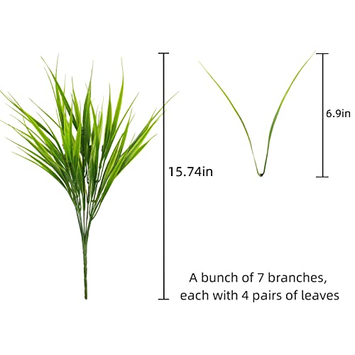 12 Bundles Fake Plant Wheat Grass Stems Artificial Monkey Grass Faux Onion Grass Greenery Outdoor Green Leaves Plastic Small Bushes For Landscaping Garden Porch Window Box Decor (Grass) #TOP1