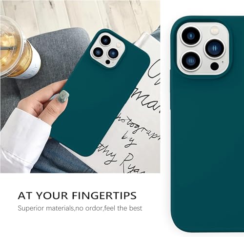 Image of M Cart Compatible with iPhone 13 Pro Max Case 6.7 Inch Liquid Silicone Soft Gel Rubber Slim Microfiber Lining Cushion Cover Shockproof Protective Phone Case for iPhone 13 Pro Max -Dark Greenish Blue