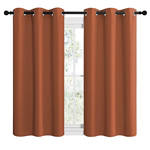 image for NICETOWN Bedroom Halloween Curtains 48 inches Long, Burnt Orange Priva
