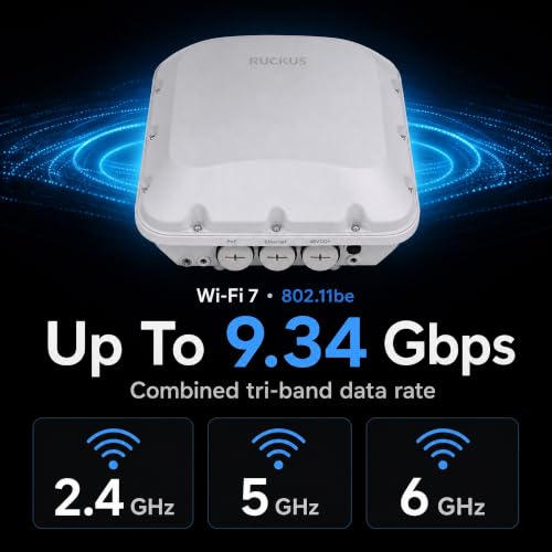 Image of Ruckus T670 Outdoor Tri-Band Wi-Fi 7 Access Point 901-T670-US51, 5Gbps 5GbE PoE++, IP67 Rugged, 2x2 MU-MIMO BeamFlex+, Dual Ethernet, WPA3, ACE 3 Year Warranty (Hardware Only)