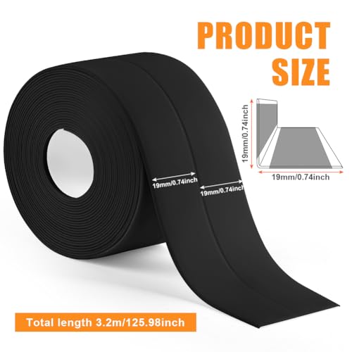 Miniatura 2 de Nutkit 3 Rollos Cinta Selladora Bañera Autoadhesiva,Cinta Selladora Impermeable Trae Una Pala,Moho A Prueba Sucio Cinta De Sellado Para Bañera,Ventana Y Fregadero De Cocina Negro,3.8cmx3.2m Rollo