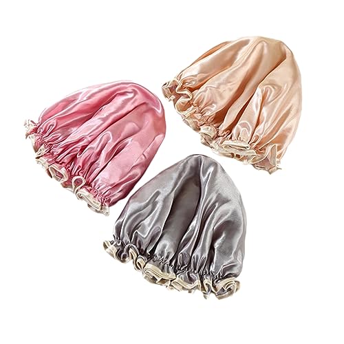 Healvian 3 pezzi Cuffia Doccia per Adulti Materiale Spesso con Elastico Protezione e Vapore Rosa Oro Grigio Accessori Bagno Practical