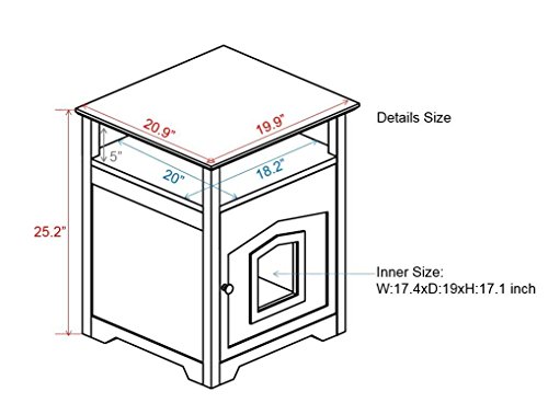 Arf Pets Designer Enclosed Cat Litter Box Furniture House With Table, Cat Washroom Hidden House Enclosure, White #TOP2
