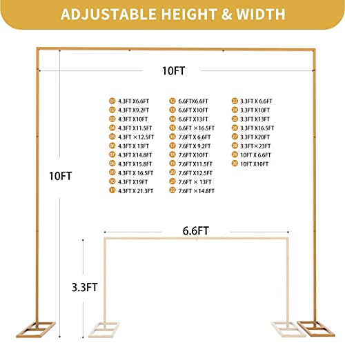 Tongmo 10X10 Ft Heavy Duty Backdrop Stand, Adjustable& Stable Pipe And Drape Stand, Gold Metal Backdrop Stand For Parties Wedding Birthday Photography Photo Booth Background #TOP3