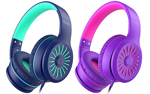 Elecder I45 On-Ear Headphones With Microphone - Foldable Stereo Bass Headphones With No-Tangle 1.5M Cord, 3.5Mm Jack, Portable Wired Headphones For School/Kid/Teen/Smartphone/Travel/Tablet Blue/Purple #TOP9