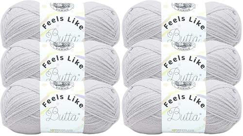 Image of Lion Brand Yarn Feels Like Butta Soft Yarn for Crocheting and Knitting, Velvety, 6-Pack, Pale Grey