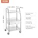 VEVOR Stainless Steel Utility Cart with 3 Shelves & 1 Drawer, 360 Swivel Casters, 220lbs Capacity