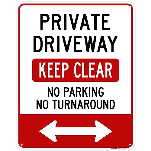 Private Driveway Keep Clear No Parking No Turnaround Sign, 24x30 Inches, 55 mil thick HDPE (high density polyethylene), Made in USA by My Sign Center