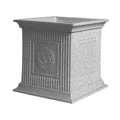 Image of Harshdeep Flower Pot for Tulsi Plant - Indoor Outdoor Home Balcony Garden Decorative UV Resistant Light Weight Roto Molded 12 Inch Planter (White Stone)