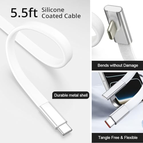Image of Verilux Right Angle PD100W Type C Cable Fast Charging, 480Mbps Data Cable C Type Fast Charging, Tangle Free for iPhone 17 /17 Pro /17 Pro Max /16 /15, Galaxy S26 /S25 /S24