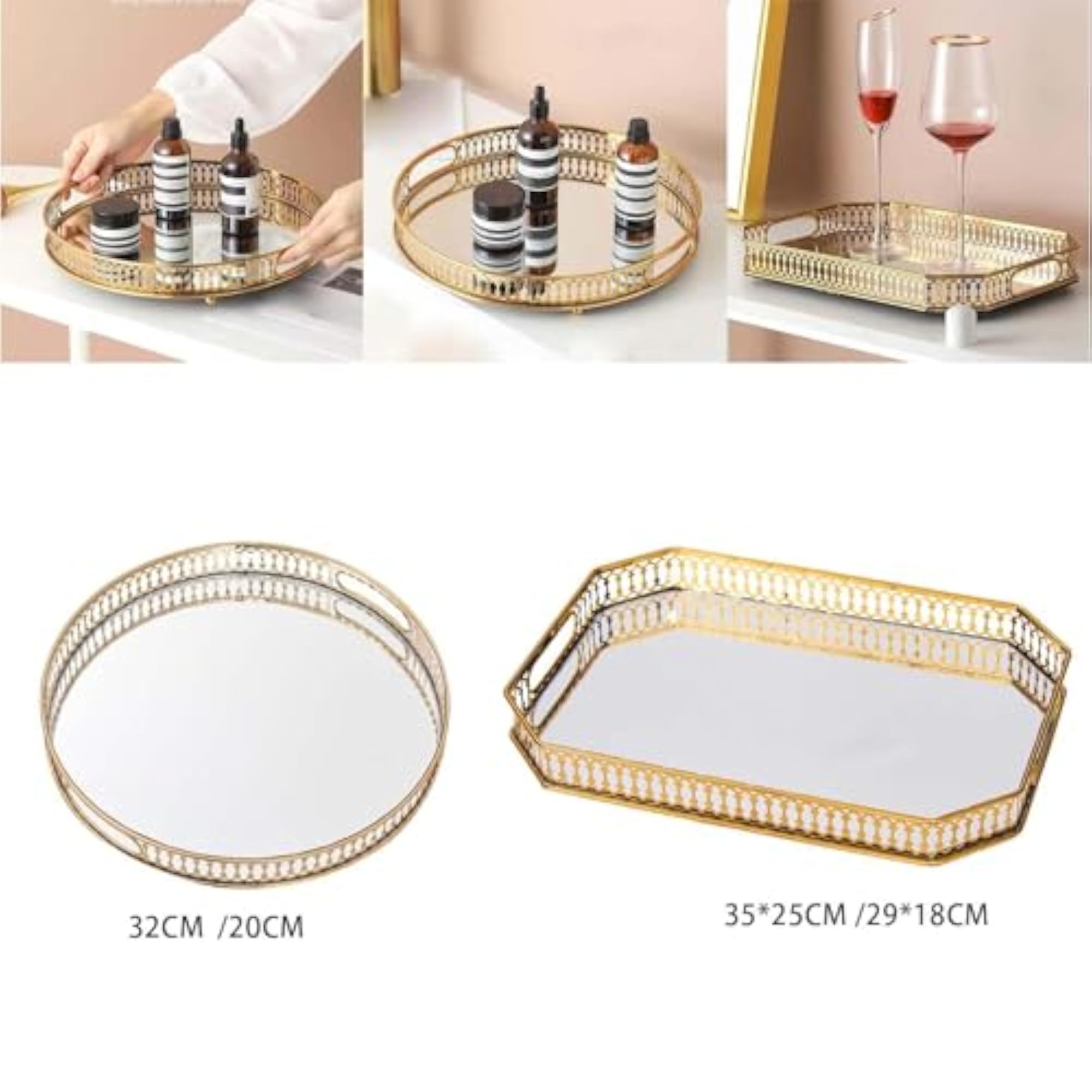 Modern Hollow Handle Makeup Organizer Tray for Lotion, 32CM