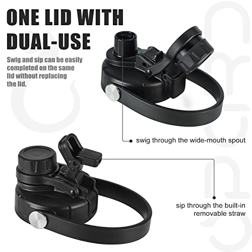 Opard Insulated Stainless Steel Water Bottle, 32Oz Reusable Metal Water Bottles With Straw And Spout, One Lid Dual-Use #TOP2