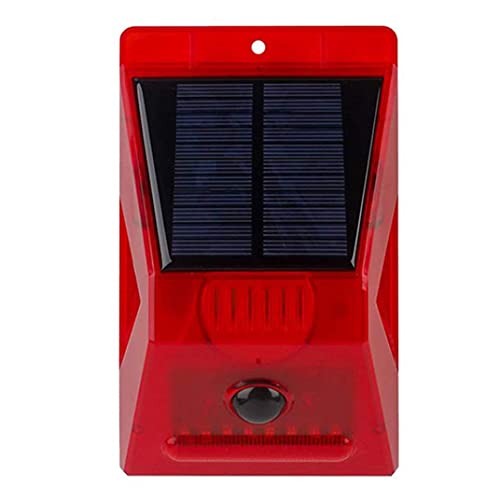 Alarma de sonido con energía solar, alarma solar, sonido fuerte, luz estroboscópica de 129 dB con sensor de movimiento, control remoto para casa, granja, villa al aire libre