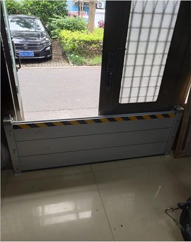 Flood Protection Baffle,Flood Protection Barrier, Aluminum Alloy Flood Defence Barrier, Water Barrier Outdoor for Driveway Garage Wet Room/ Patio Door Threshold Water Blocker,(H 100cm(39.4in),L135cm(4