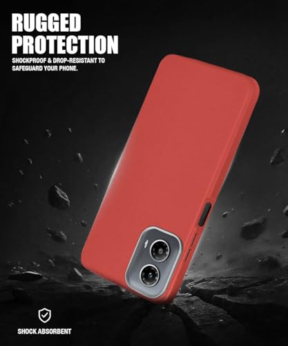 Image of WOW IMAGINE Back Cover for Motorola Moto G34 5G | Moto G45 5G | Ultra Slim Flexible Non-Slip Grip | Inner Fabric | Metal Camera Ring & Lightweight Soft Silicone Mobile Case - Crimson Red
