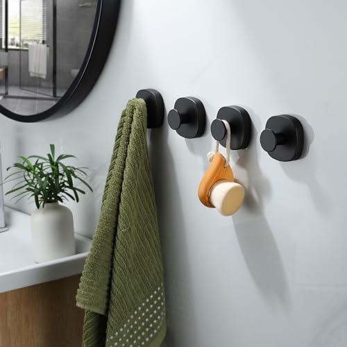 RUICER Gancho Ventosa para Toalla Toallero Con Ventosa Para Baño Cocina Colgador De Pared Sin Taladro Gancho De Pared Con Percha Accesorios De Baño Inoxidable, Negro Cepillado 4 Piezas - imagen 4