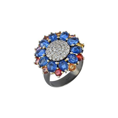 Bague argent 925 grenat véritable anti-oxydation grâce au rhodium noir