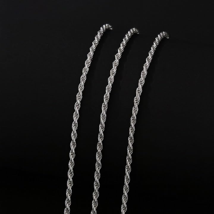 Twisted Rope Chain Necklace for Men and Women, 2mm/3mm Stainless Steel Chain, Available in 18–24 Inches, Stylish Everyday - Image 2
