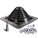 VIVIDA #3 Metal Roof Pipe Flashing, Metal Roofing Pipe Boot Kit, High Temp Silicone Vent Boot, for Tube OD 1/4' to 5', Square Base, Screws & Hex Socket Included, 1 Pack