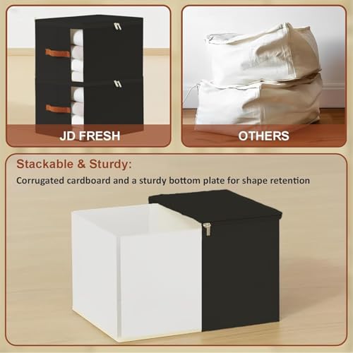 Image of JD FRESH 1 Pcs 30 Liters Foldable Cloth Organizer with Transparent Window /Multipurpose Storage Box with Handles /Almirah Organizer /Wardrobe Organisers for Clothes /Sarees /Bedsheets -Black